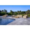 Outsy Anna 79 X 59 Inch Outdoor Wicker Aluminum Frame Extra Large Double Sun Lounger in White and Grey - Lifestyle Wide Shot