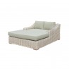 Outsy Anna 79 X 59 Inch Outdoor Wicker Aluminum Frame Extra Large Double Sun Lounger in White and Grey - Angled Shot White BG