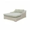 Outsy Anna 79 X 59 Inch Outdoor Wicker Aluminum Frame Extra Large Double Sun Lounger in White and Grey - Angled Shot White BG - Outsy Anna 79 X 59 Inch Outdoor Wicker Aluminum Frame Extra Large Double Sun Lounger in White and Grey - Angled Shot White BG