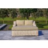 Outsy Anna 79 X 59 Inch Outdoor Wicker Aluminum Frame Extra Large Double Sun Lounger in White and Grey - Lifestyle Front