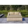 Outsy Anna 79 X 59 Inch Outdoor Wicker Aluminum Frame Extra Large Double Sun Lounger in White and Grey - Lifestyle Front - Outsy Anna 79 X 59 Inch Outdoor Wicker Aluminum Frame Extra Large Double Sun Lounger in White and Grey - Lifestyle Front
