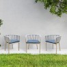 Outsy Melina Outdoor Wood, Aluminum and Rope Dining Chair In Milk and Coffee Legs - Top Angled Lifestyle