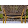 Outsy Melina Outdoor Wood, Aluminum and Rope Dining Chair In Milk and Coffee Legs - Back View Close-up