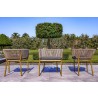 Outsy Melina Outdoor Wood, Aluminum and Rope Dining Chair In Milk and Coffee Legs - Lifestyle Set
