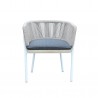 Outsy Melina Outdoor Wood, Aluminum and Rope Dining Chair In White Legs - Front with White BG