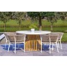 Outsy Melina Outdoor Wood, Aluminum and Rope Dining Chair In White Legs - Lifestyle 3 With Dining Set