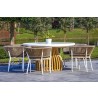 Outsy Melina Outdoor Wood, Aluminum and Rope Dining Chair In White Legs - Lifestyle 6