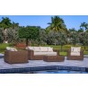 Outsy Milo Lux 4-Piece Outdoor and Backyard Extra Deep Seating Wicker Aluminum Frame Furniture Set with Wicker Coffee Table in Brown - Lifestyle 4