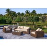 Outsy Milo Lux 4-Piece Outdoor and Backyard Extra Deep Seating Wicker Aluminum Frame Furniture Set with Wicker Coffee Table in Brown - Lifestyle 3