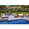 Outsy Milo Lux 4-Piece Outdoor and Backyard Extra Deep Seating Wicker Aluminum Frame Furniture Set with Wicker Coffee Table in Brown - Lifestyle 2