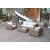 Outsy Milo 4-Piece Outdoor and Backyard Wicker Furniture Set with Aluminum Frame with Wicker Coffee Table in Brown - Lifestyle 2