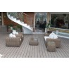 Outsy Milo 4-Piece Outdoor and Backyard Wicker Furniture Set with Aluminum Frame with Wicker Coffee Table in Brown - Lifestyle Angled
