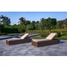 Outsy Milo 79 X 31.5 Inch Outdoor Wicker Aluminum Frame Sun Lounger in Brown - Angled