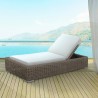 Outsy Milo 79 X 31.5 Inch Outdoor Wicker Aluminum Frame Sun Lounger in Brown - Angled