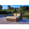 Outsy Milo 79 X 59 Inch Outdoor Wicker Aluminum Frame Extra Large Double Sun Lounger in Brown - Lifestyle Side Angled