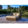 Outsy Milo 79 X 59 Inch Outdoor Wicker Aluminum Frame Extra Large Double Sun Lounger in Brown - Lifestyle Side Angled - Outsy Milo 79 X 59 Inch Outdoor Wicker Aluminum Frame Extra Large Double Sun Lounger in Brown - Lifestyle Side Angled