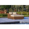 Outsy Milo 79 X 59 Inch Outdoor Wicker Aluminum Frame Extra Large Double Sun Lounger in Brown - Lifestyle Side Angled View