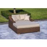Outsy Milo 79 X 59 Inch Outdoor Wicker Aluminum Frame Extra Large Double Sun Lounger in Brown - Lifestyle Top Angled View