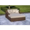 Outsy Milo 79 X 59 Inch Outdoor Wicker Aluminum Frame Extra Large Double Sun Lounger in Brown - Lifestyle Top Angled View - Outsy Milo 79 X 59 Inch Outdoor Wicker Aluminum Frame Extra Large Double Sun Lounger in Brown - Lifestyle Top Angled View