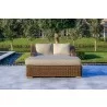 Outsy Milo 79 X 59 Inch Outdoor Wicker Aluminum Frame Extra Large Double Sun Lounger in Brown - Lifestyle Front - Outsy Milo 79 X 59 Inch Outdoor Wicker Aluminum Frame Extra Large Double Sun Lounger in Brown - Lifestyle Front