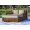 Outsy Milo 79 X 59 Inch Outdoor Wicker Aluminum Frame Extra Large Double Sun Lounger in Brown - Lifestyle Angled Close-up