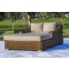 Outsy Milo 79 X 59 Inch Outdoor Wicker Aluminum Frame Extra Large Double Sun Lounger in Brown - Lifestyle Angled Close-up - Outsy Milo 79 X 59 Inch Outdoor Wicker Aluminum Frame Extra Large Double Sun Lounger in Brown - Lifestyle Angled Close-up