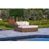 Outsy Milo 79 X 59 Inch Outdoor Wicker Aluminum Frame Extra Large Double Sun Lounger in Brown - Lifestyle Angled View
