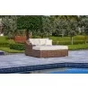 Outsy Milo 79 X 59 Inch Outdoor Wicker Aluminum Frame Extra Large Double Sun Lounger in Brown - Lifestyle Angled View - Outsy Milo 79 X 59 Inch Outdoor Wicker Aluminum Frame Extra Large Double Sun Lounger in Brown - Lifestyle Angled View