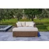 Outsy Milo 79 X 59 Inch Outdoor Wicker Aluminum Frame Extra Large Double Sun Lounger in Brown - Lifestyle Front - Outsy Milo 79 X 59 Inch Outdoor Wicker Aluminum Frame Extra Large Double Sun Lounger in Brown - Lifestyle Front