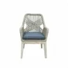 Outsy Santino Wood With Aluminum And Rope Dining Chair with Cushion - Front with White BG - Outsy Santino Wood With Aluminum And Rope Dining Chair with Cushion - Front with White BG