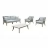 Outsy Solana 4-Piece Outdoor and Backyard Wood With Aluminum and Rope Furniture Set - White BG - Outsy Solana 4-Piece Outdoor and Backyard Wood With Aluminum and Rope Furniture Set - White BG