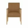 Sunpan Earl Dining Armchair in Natural - Pecan Leather - Front Angle - Sunpan Earl Dining Armchair in Natural - Pecan Leather - Front Angle