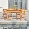Vifah Waimea Honey 4-Piece Slatted Eucalyptus Wood Patio Dining Set with Bench and Cushion, Front Angle - Vifah Waimea Honey 4-Piece Slatted Eucalyptus Wood Patio Dining Set with Bench and Cushion, Front Angle