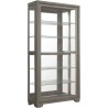 Pulaski Furniture Modern Wood Framed 5-Shelf Sliding Door Curio with LED Light Side