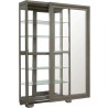 Pulaski Furniture Modern Wood Framed 5-Shelf Sliding Door Curio with LED Light Open