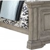 Pulaski Furniture Madison Ridge Queen Panel Bed in Heritage Taupe - Leg Edge Close-up