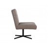 Sunpan Karson Swivel Lounge Chair in Alpine Grey Leather  - Side Angle