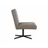 Sunpan Karson Swivel Lounge Chair in Alpine Grey Leather  - Side Angle - Sunpan Karson Swivel Lounge Chair in Alpine Grey Leather  - Side Angle