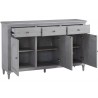 3-Door Credenza with Storage Drawers-full open