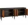 4-Door Mid-Century Modern Console with Shelves-full open