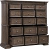 Pulaski Furniture Woodbury 15-Drawer Master Chest in Cowboy Boots Brown Open