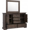 Pulaski Furniture Woodbury 5-Drawer Dresser with Cabinets in Cowboy Boots Brown Open