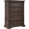 Pulaski Furniture Woodbury Five Drawer Chest in Cowboy Boots Brown Side