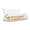 Azzurro Paloma 3 Seat Sofa In Matte White Aluminum Frame and Almond All-Weather Wicker - Angled