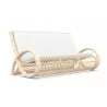Azzurro Paloma 3 Seat Sofa In Matte White Aluminum Frame and Almond All-Weather Wicker - Angled - Azzurro Paloma 3 Seat Sofa In Matte White Aluminum Frame and Almond All-Weather Wicker - Angled