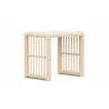 Azzurro Living Paloma Side Table With Matte White Aluminum Frame And Almond All-Weather Wicker - Angled View - Azzurro Living Paloma Side Table With Matte White Aluminum Frame And Almond All-Weather Wicker - Angled View
