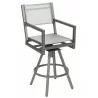 Woodard Palm Coast Sling Swivel Bar Stool with Arms - Angled - Woodard Palm Coast Sling Swivel Bar Stool with Arms - Angled