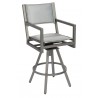 Woodard Palm Coast Padded Sling Swivel Bar Stool with Arms