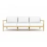 Royal Teak Palma Sofa / 3-Seater Sofa with White Cushions  Front - Royal Teak Palma Sofa / 3-Seater Sofa with White Cushions  Front