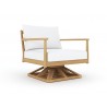Royal Teak Palma Swivel Chair with White Cushions